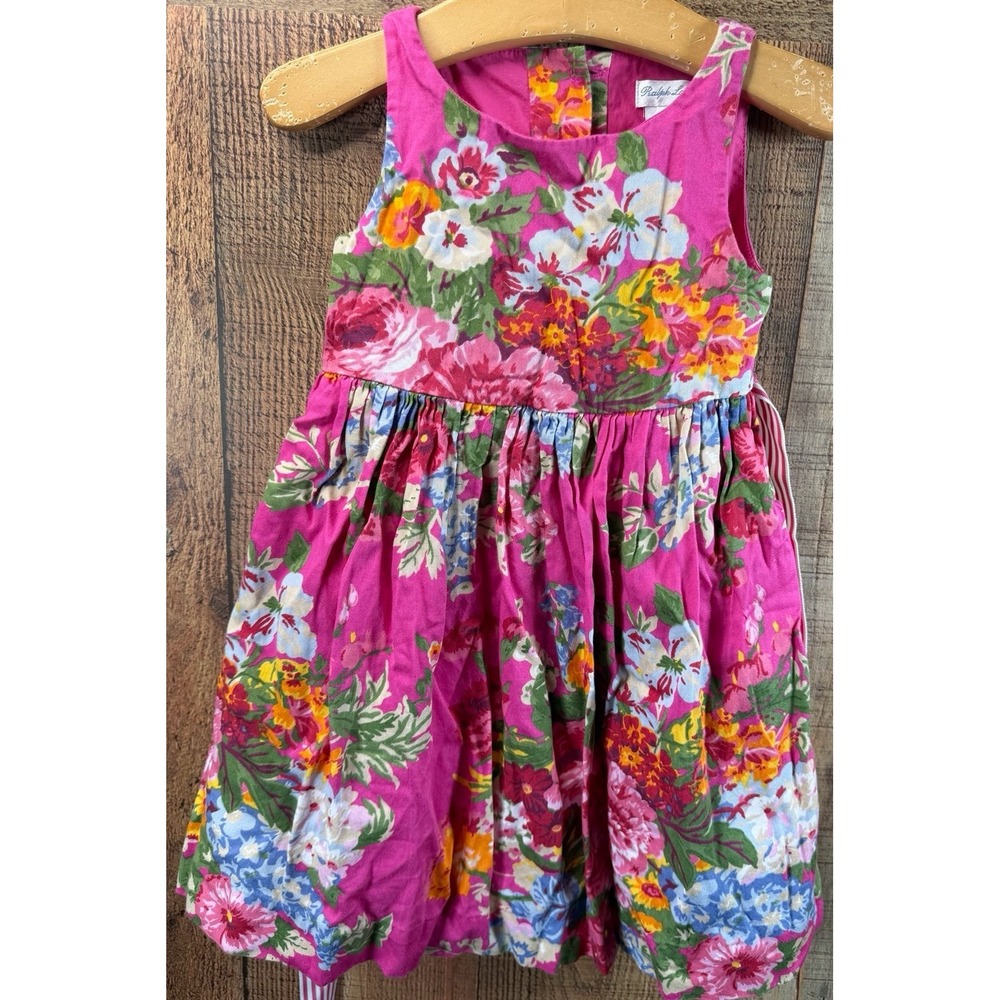 Polo Ralph Lauren Girls Baby Pink Floral Dress with Bloomers 18 Months